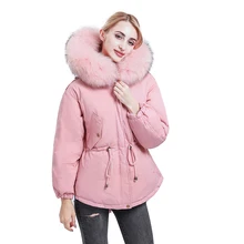 Зимняя куртка Для женщин большой натуральный мех енота меховой воротник 90% Белые куртки-пуховики Плотные пуховики для Женская зимняя обувь пальто Для женщин