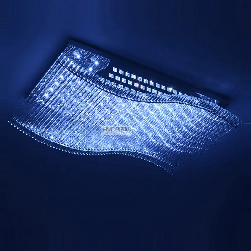 

Modern 50W LED Living Room Sail Shape Luxury Crystal Glass Sticks Ceiling Lamp L43" x W28" x H8" Creative Ceiling Lights