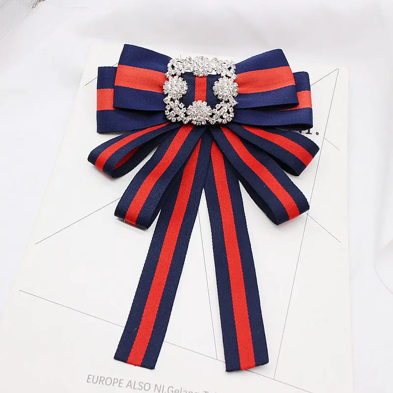 New-crystal-Vintage-Fabric-Bow-Brooches-for-Women-Neck-Tie-Imported-Material-Wedding-Party-High-Quality