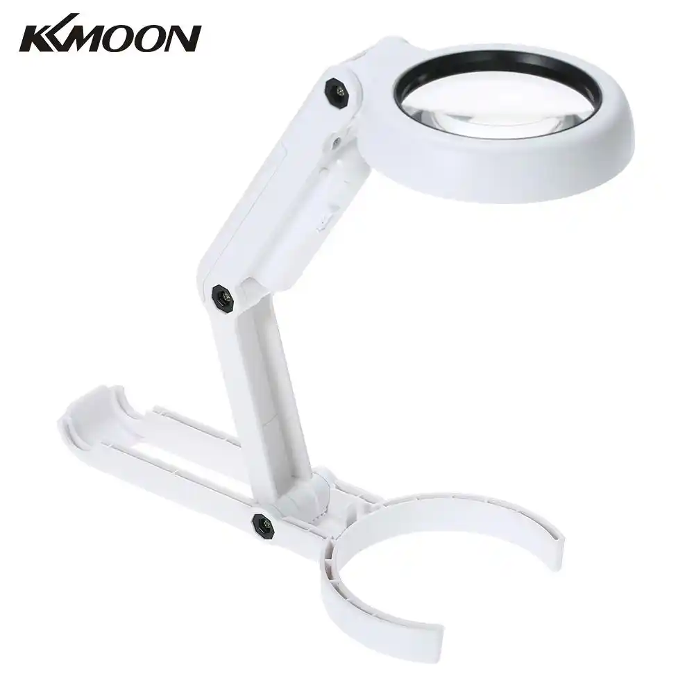 6 Led Portable 7x Folding Light Magnifier Magnifying Glass Table