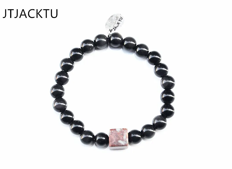 

square pendant stone mix round onyx stone bracelet sport elastic bracelet fo men