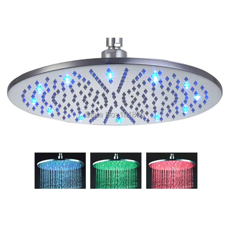 

Retail - 16 Inch Stainless Steel High Quality Led Shower Head, Color Changed without Battery, Free Shipping X15391