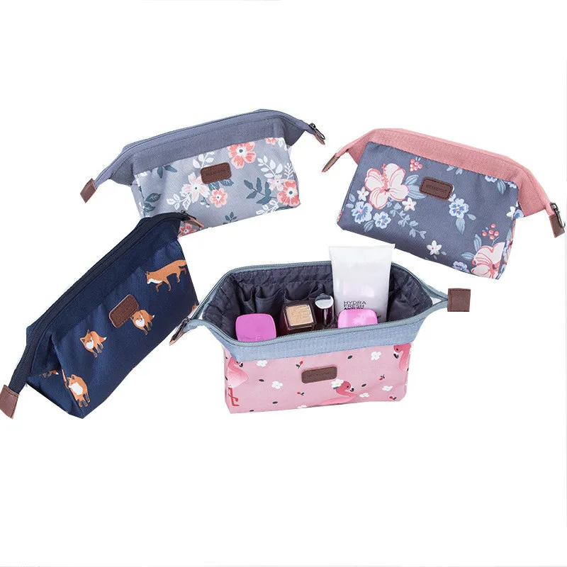 

Cute Cartoon Flamingo Portable Zipper Cosmetic Bag Girl Canvas Makeup Organiser Case Cute Simple Sundries Storage Bags
