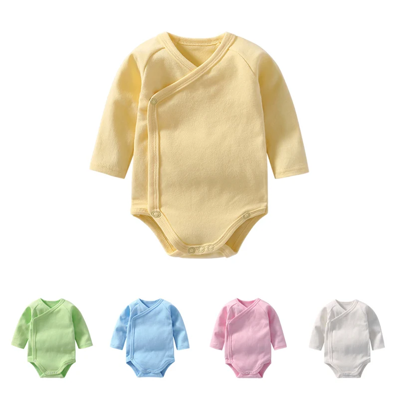 

Newborn Infant Baby Boys Girls Cotton Triangle Romper Jumpsuit Long Sleeve Double Layer Belly Climbing Rompers Outfit