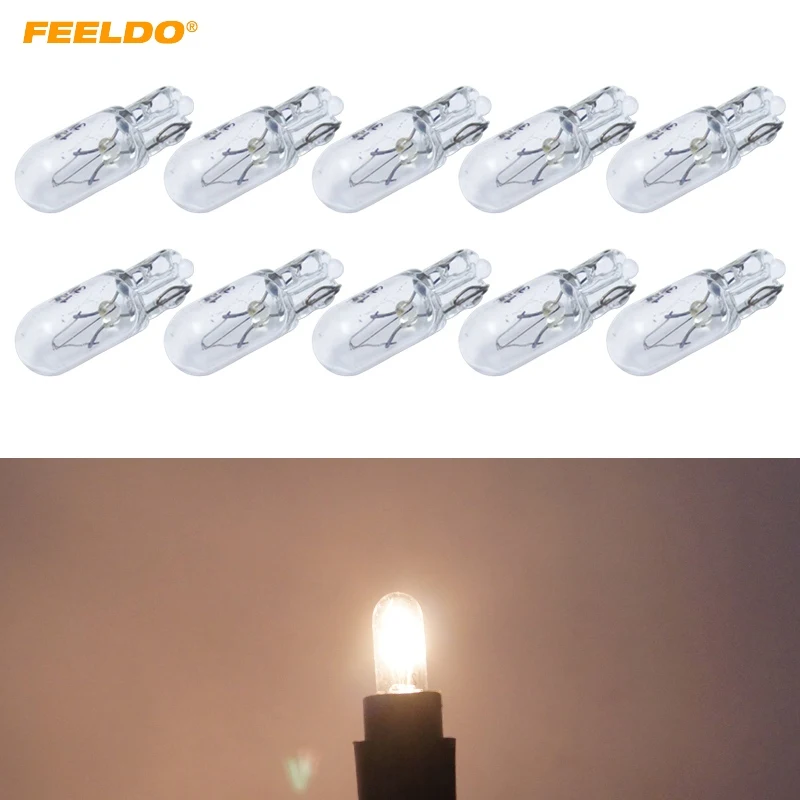 

FEELDO 10Pcs Warm White Car T6.5 12V 3W Wedge Halogen Bulb External Halogen Lamp Replacement Dashboard Bulb Light #FD-1316