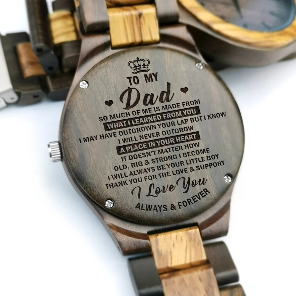 Мой папа-как сильно вы заботитесь от сына или дочери Гравированные деревянные часы юбилей персонализированные мужские часы подарки отца