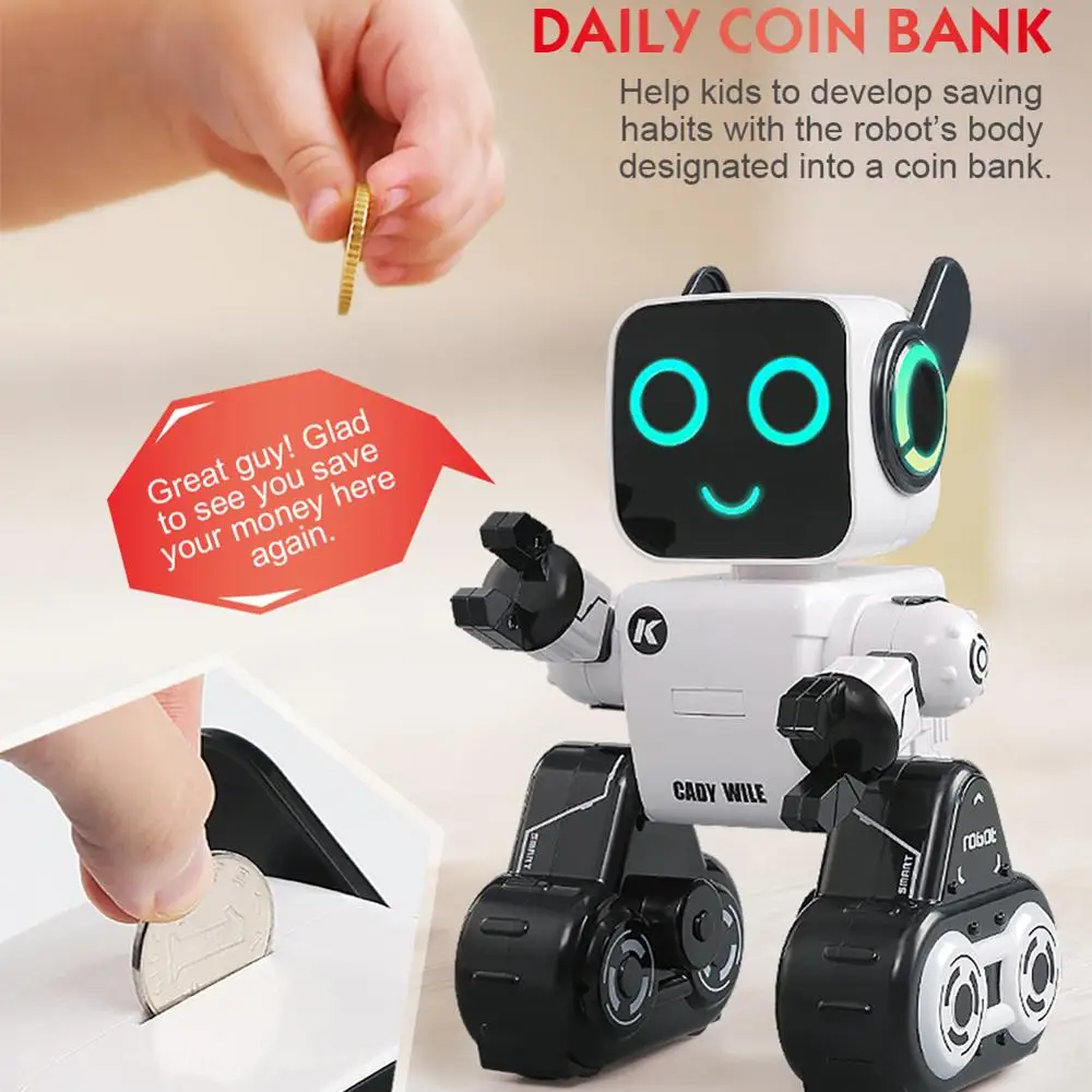 Programmable RC Robot Mini Smart Robot Remote Control Toys Touch Voice Control Sing Dance Built-in Coin Bank Kids Toy Gift