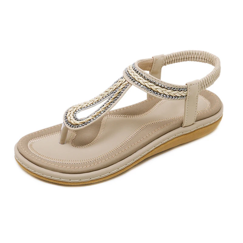 

Women's Bohemia Flip Flops Summer Beach T-Strap Flat Sandals Comfort Walking Shoes