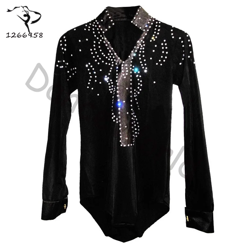 

Men/boy Latin Dance Dress Shirt High-grade Velvet&diamond Man Vestido De Baile Latino Dancewear Samba/waltz/ballroom Tops