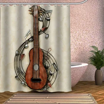 

Guitar Shower Curtain Eco-friendly Modern Fabric polyester Custom Bath Curtains Home Decor Curtains