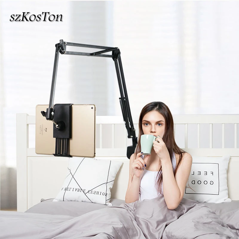 Online Soporte de tableta para teléfono móvil de 3,5 a 10,6 pulgadas para iPhone iPad Pro Mini Air 360 grados de brazo largo perezoso cama escritorio Tablet montaje