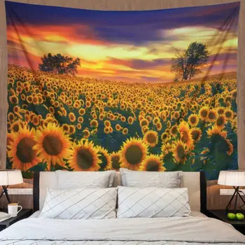 

Wall art design Oil Painting On Canvas Modern Home Wallpaper Prints Living Room Decor Landscape More sunflowers under the sunset