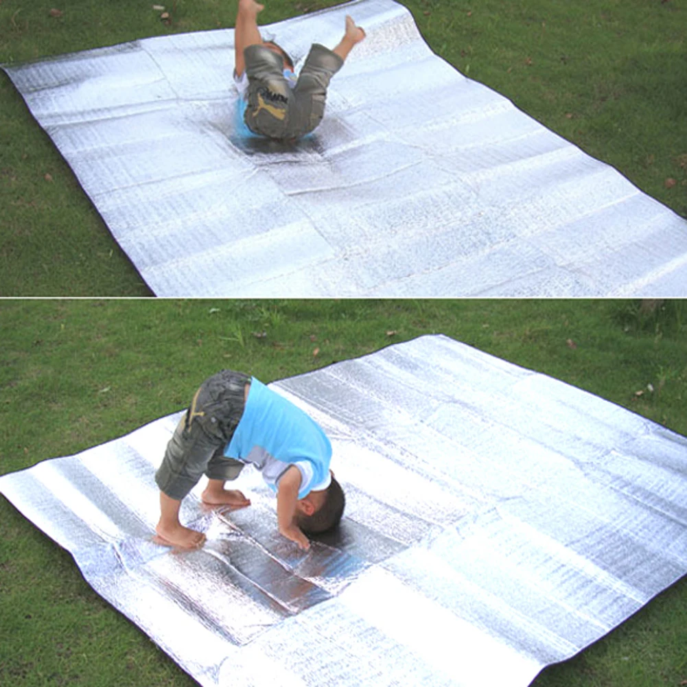 Outdoor camping mat air mattress picnic blanket picnic mat pads Aluminum Foil mat Camping Dampproof beach mat 3 Sizes