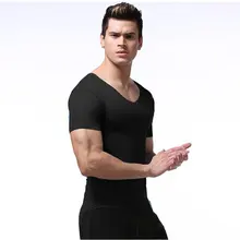 Men Ultra-thin Sports Quick Drying Breathable Elastic Short Sleeve Shirt Gym Outdoor T-shirt Tops Clothes Sport V Neck