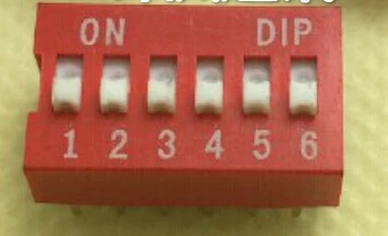 

100pcs/lot 6 bit red code switch code switch 2.54MM spacing DS-06 6P flat switch