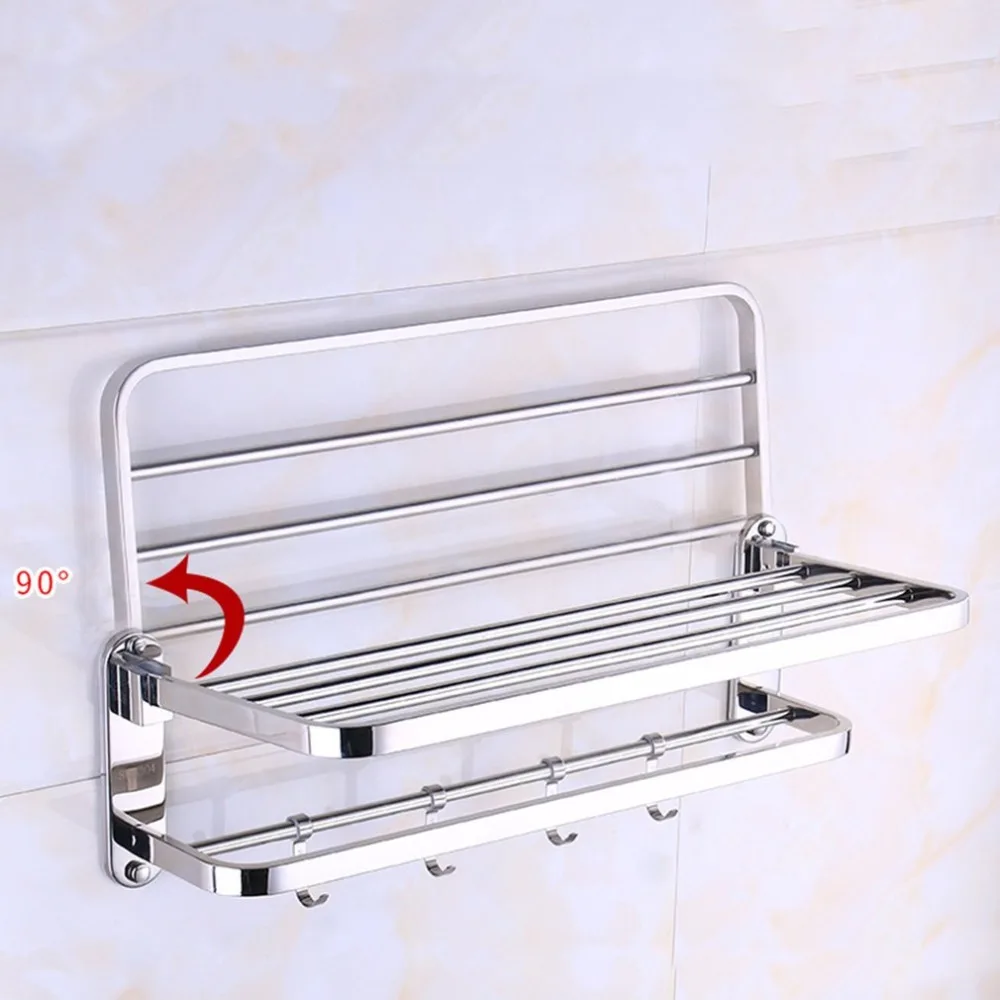 متعددة وظيفة شماعة فوط فولاذية رف مكافحة الصدأ الحمام Washroom هل المنظم الحائط تخزين هوك قضيب حامل شنقا بار