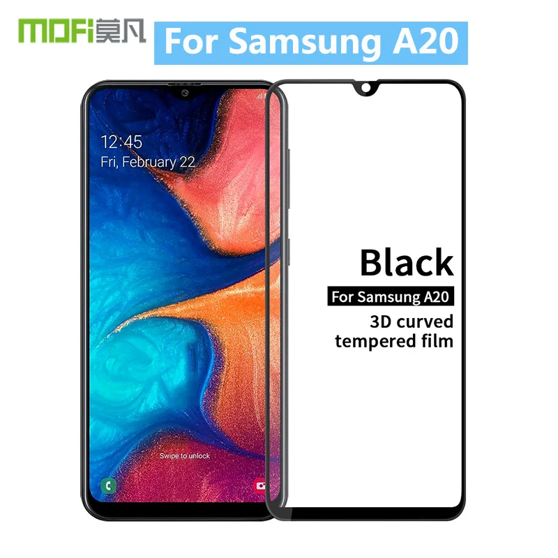 

For Samsung Galaxy A20 Original MOFi 9H 3D Curved Full Cover Tempered Glass Film For Samsung Galaxy A20 Screen Protector Glass