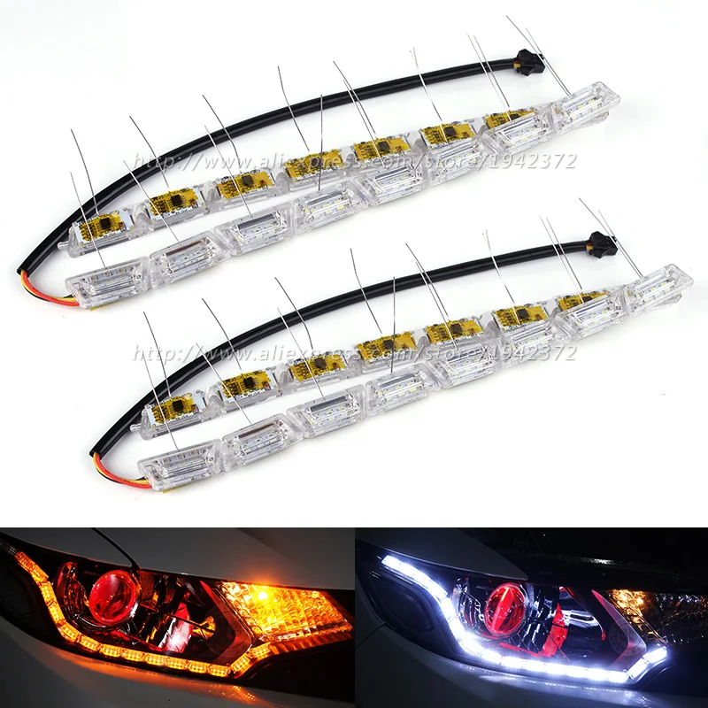 2016 Newest White And Yellow Luxury Universal New Crystal Flexible Car LED DRL Daytime Running Light