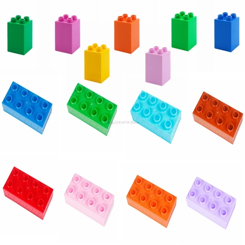 

Legoing Duplo Big Size Red Yellow Blue DIY Thick Brick Building Blocks Toy Duplo Legoings Accessories High Bricks Kid Gift Parts