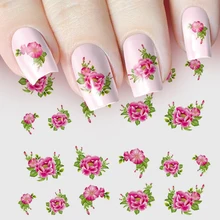 1 шт ногтей Стикеры воды Перевод надписи цветок романтическая роза Watermark ползунок гель Nail Art Украшение Маникюр