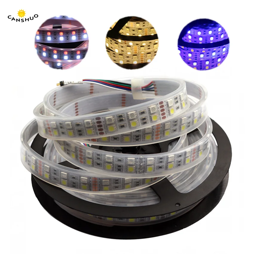 5 м RGBW RGBWW светодиодные полосы света 5050SMD Двухрядные 120 светодиодов/M RGB+ белый/теплый белый гибкие свет ленты DC12V Водонепроницаемый в полоску