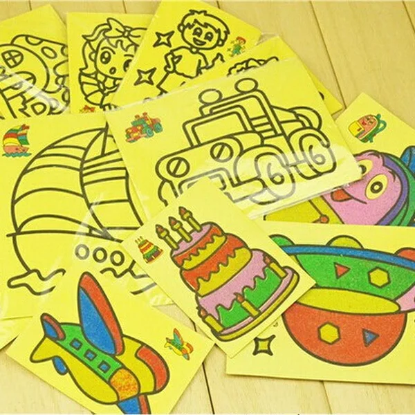 17 12cm kids 5 colors cartoon sand art painting kits diy colored