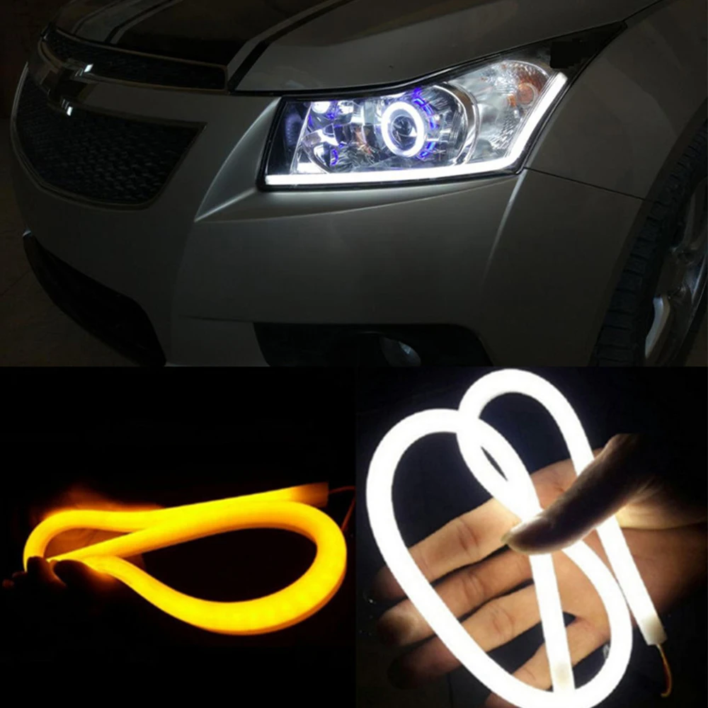 Us 12 95 29 Off For Volvo S40 V50 V70 C30 C70 S80 Xc90 Car Auto Amber White Strip Led Flexible Drl Headlight Turn Signal Switchback Light Lamp In