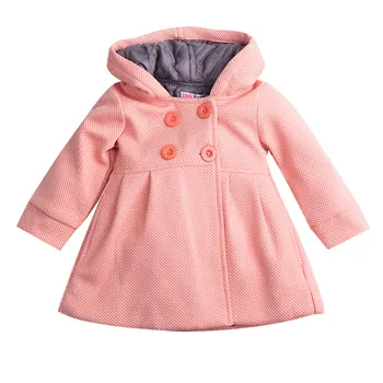 

Toddler kid Fall Winter Horn Button Hooded Baby Girl Winter Warm Wool Blend Pea Coat Snowsuit Jacket Outerwear Clothes