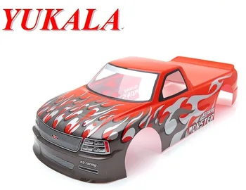 

YUKALA 1/10 RC car PVC painted body shell 1/10 RC car Pick Up Truck width 190mm wheelbase:260mm NO:S029red/green