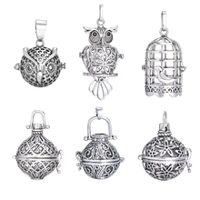 1 шт., антикварная серебряная музыкальная шкатулка для беременных, пустотелая клетка, Lockt подвески для самостоятельного изготовления эфирного масла, плавающий медальон, ожерелье