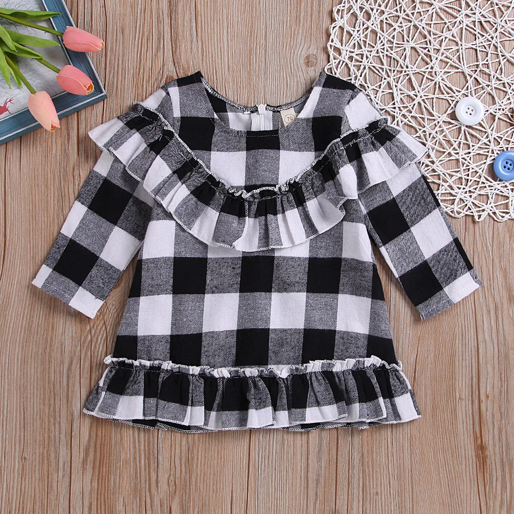 Рождественское праздничное платье для маленьких девочек с длинными рукавами и