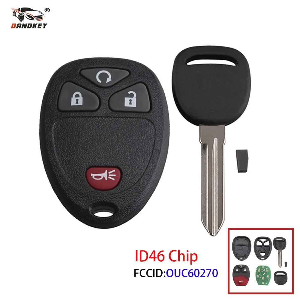 

Dandkey 4 Buttons Remote Key+ignition Key For Chevrolet Avalanche 2007-2013 With ID46 Chip Fob OUC60270 Entry Remote Control