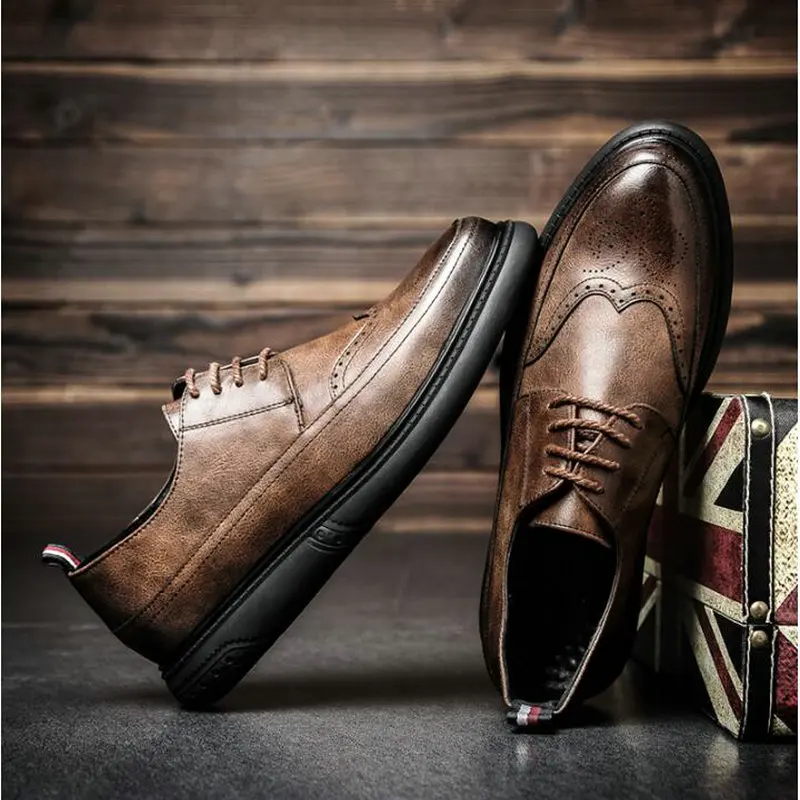 En Ligne Nouvelle Arrivée Rétro Bullock Conception Hommes Classique D affaires Formelle Chaussures Bout Pointu en cuir chaussures Hommes Oxford Robe Chaussures LL 59Z