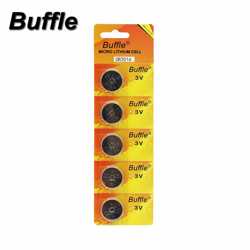 

Buffle 5Pcs 3V Lithium Coin Cells Button Battery DL2016 KCR2016 CR2016 LM2016 BR2016 Batteries For Watch