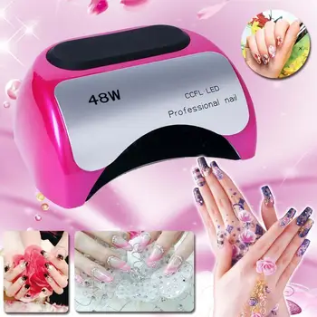 

48W CCFL & LED Nail Curing UV Gel Dryer Light for Gel Polish EU Plug Rose Red