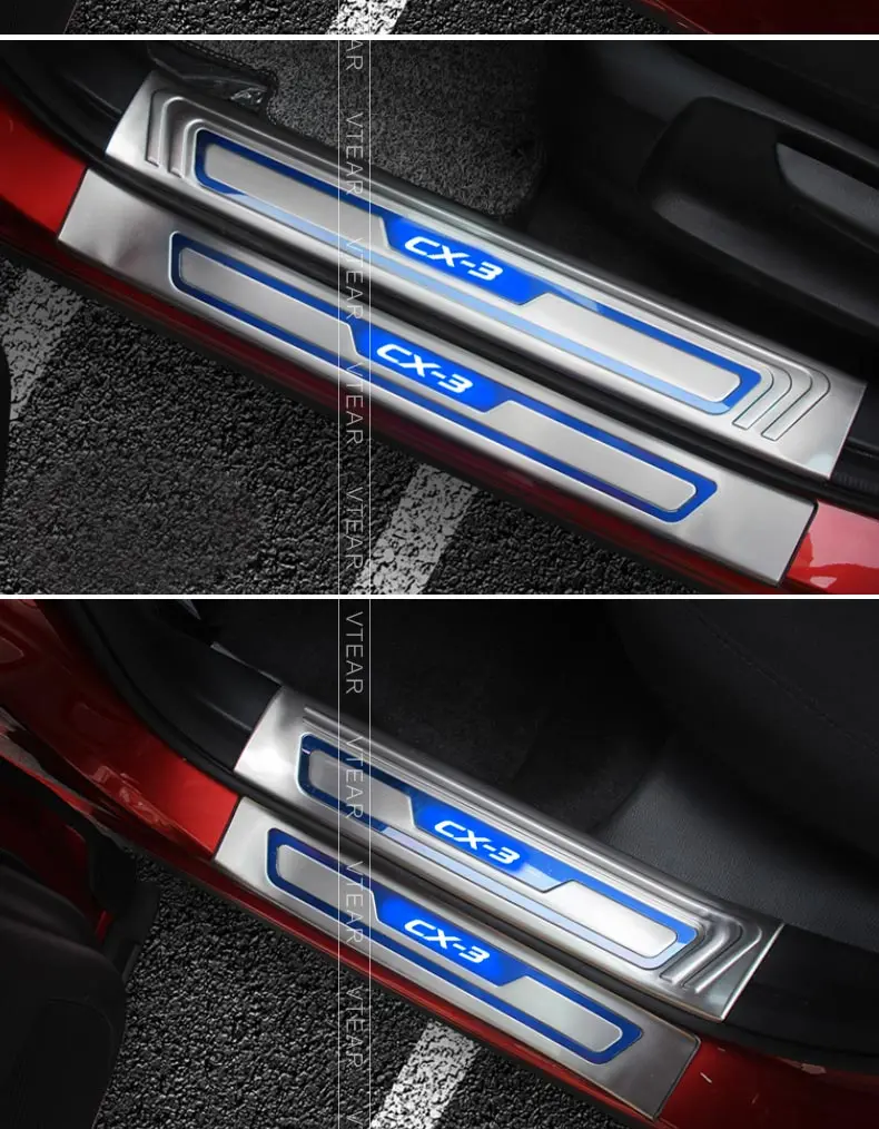 Vtear для Mazda CX-3 CX3 дверные пороги потертости предохранительные щитки из нержавеющей стали добро пожаловать педаль накладка автомобиля аксессуары