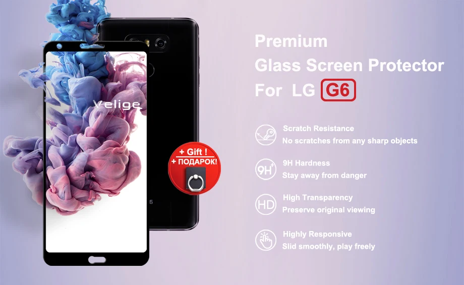 2 Pack Velige Tempered Glass Screen Protector For LG G6 G 6 LGG6 Full Cover Easy Installation Real 2.5D 9H Glass Flim (5)