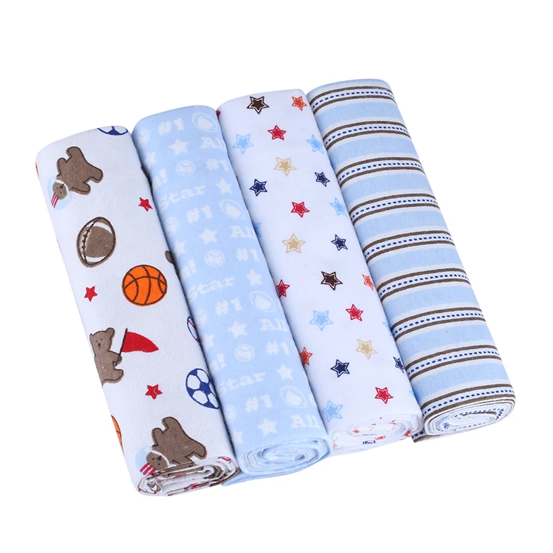 New Arrival 4Pcs/Pack 100 Cotton Flannel Receiving Baby Blanket