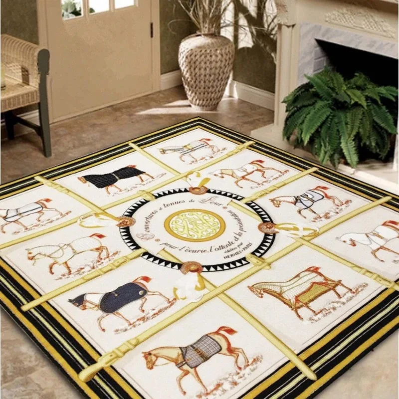 European style luxury H printed style horse rug home cushion modern