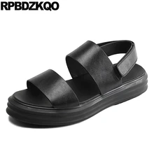 Мужские сандалии из натуральной кожи; сезон лето; обувь на платформе из водонепроницаемого материала; модель года; Цвет Черный; известный бренд; Водонепроницаемая Дизайнерская обувь с дышащим ремешком