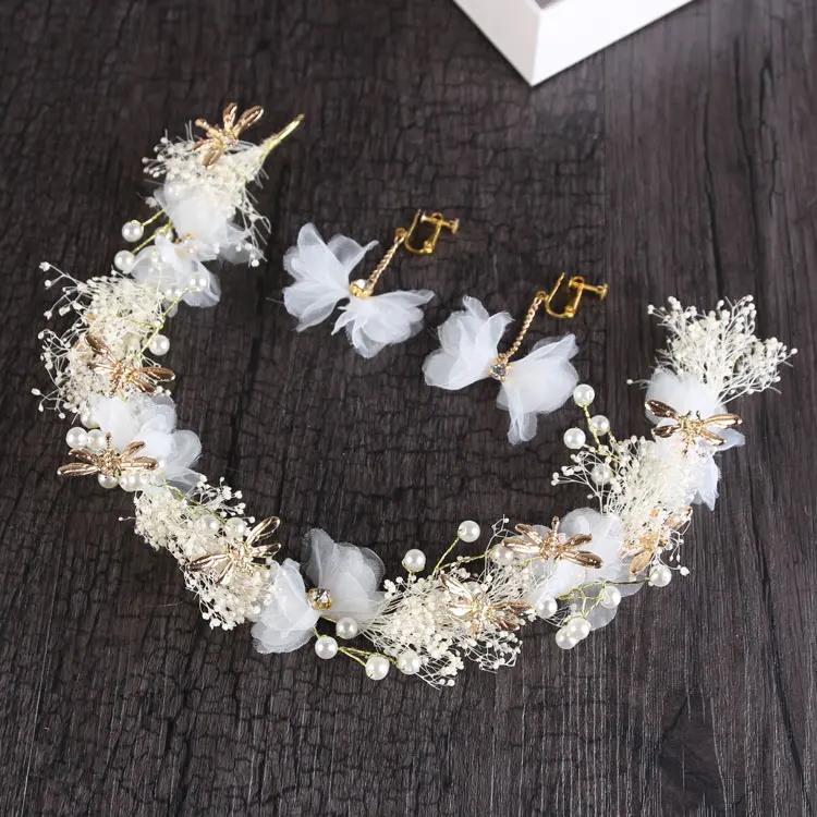 Повязка для волос с сухим цветком невесты|wedding hair accessories|bride headwedding |