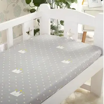 Детское постельное белье листы мягкие дышащие резинкой детскую кроватку Простынь из 100% хлопка с принтом матраса новорожденных детская