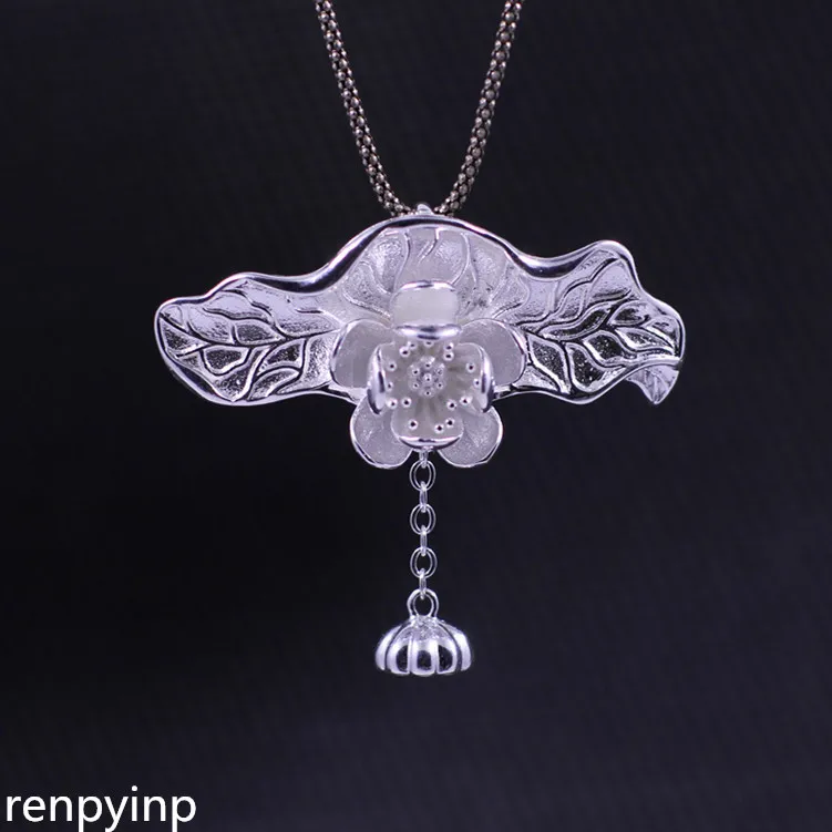 

KJJEAXCMY S925 pure silver jewelry wholesale fashion beauty lady lotus Pendant