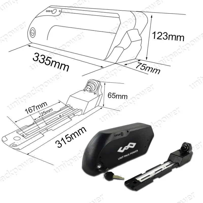 Clearance Down Tube Ebike Battery 48V 13Ah Electric Bike Tiger Shark 48V 750W Lithium Battery with Samsung Cell USB Port 3