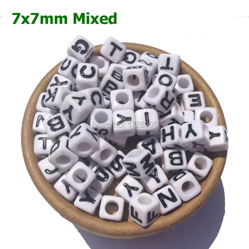 

Letter Beads with Big Hole 7mm 1900pcs A to Z Acrylic Cube Alphabets For DIY Jewelry Making White Square Vowel Letters Spacer