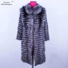 Linhaoshengyue длиной в 1 м Настоящее Silver fox red fox пальто с мехом