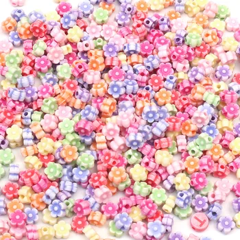 

300Pcs Mixed Flowers Acrylic Beads 7x4mm For Jewellery Marking Loose Spacer Beads Bracelet Necklace Charm Jewelry Finding