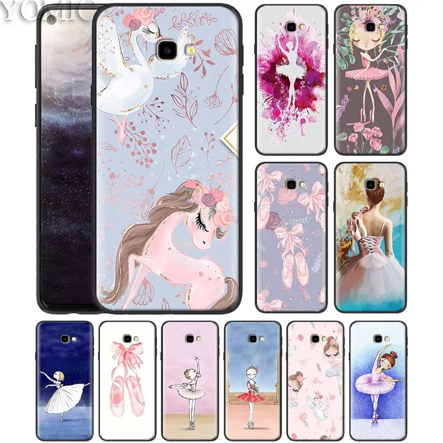 

Silicone Case for Samsung Galaxy J6 J8 J4 Plus 2018 M10 M20 M30 A50 A70 Soft TPU Cover Ballerina dancing girl Black Case
