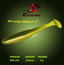 "ЭС легкий шайнер 4"" Новый 2017 6шт 10см/Esfishing 6г мягкие приманки рыболовные приманки мягкие силиконовые приманки Карп воблер для рыболовные снасти "