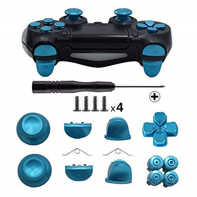 Buttons for Playstation 4, Aluminum Thumbsticks Analog Grip Bullet D-pad L1 R1 L2 R2 Trigger for PS4 V1 Old Controllers